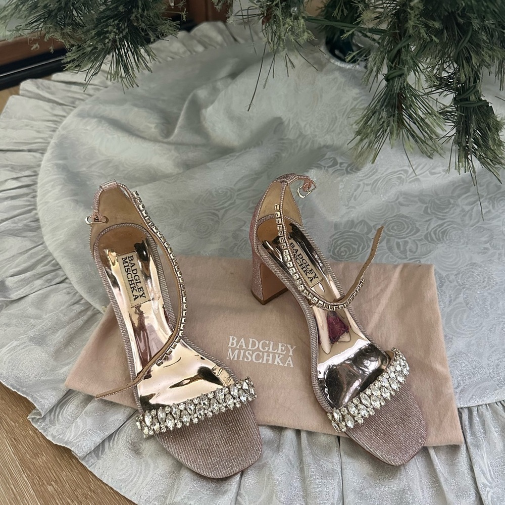 Badgley Mischka Pink Sparkly Jewel Heels